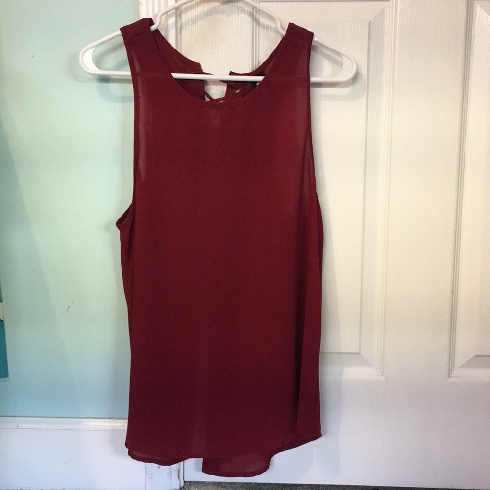 Sheer Maroon Open Back Tank